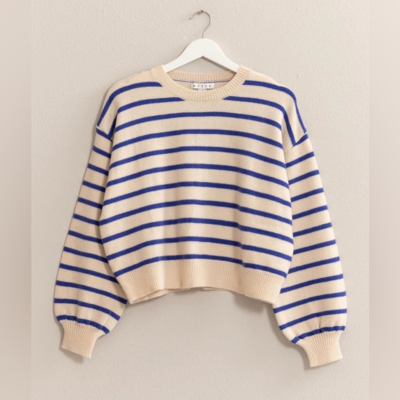 Women’s Striped, Knit, Crew Neck, Drop Shoulder, Pullover Sweater Size: Various - Picture 1 of 5